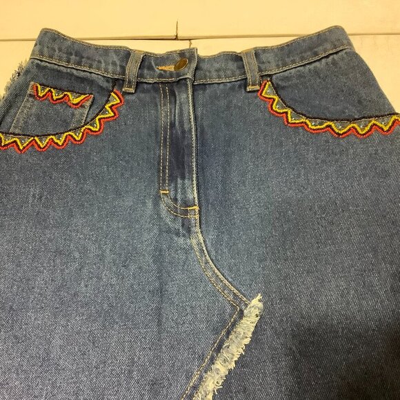 I Pinco Pallino 1950 Jean Denim Skirt Size 14 Beaded Pockets - Picture 3 of 8